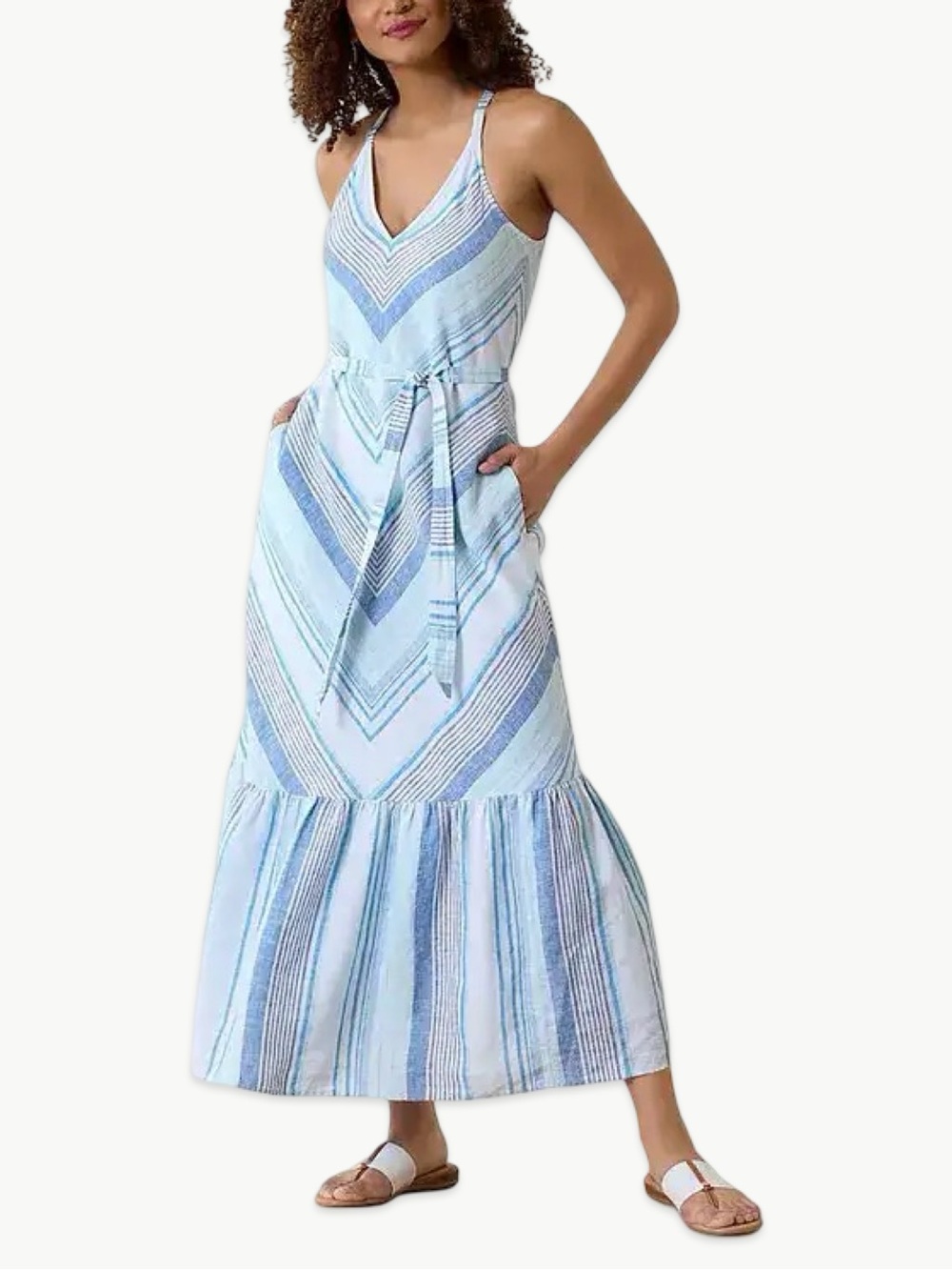 Tommy Bahama Ocean Reverie Maxi Dress Size Small Linen Stripe NWT Resort Beach - Picture 2 of 16